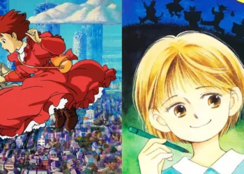 side-by-side cropped images of the film and manga covers for Whisper of the Heart